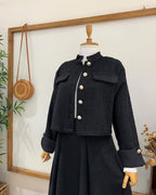 طقم أنيق فاخر – جاكيت قصير مع تنورة واسعة