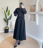 طقم أنيق فاخر – جاكيت قصير مع تنورة واسعة