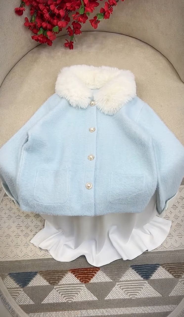 جاكيت شتوي مع تنورة رقيق بفروا ناعم – أناقة ✨ ودفء ❄️