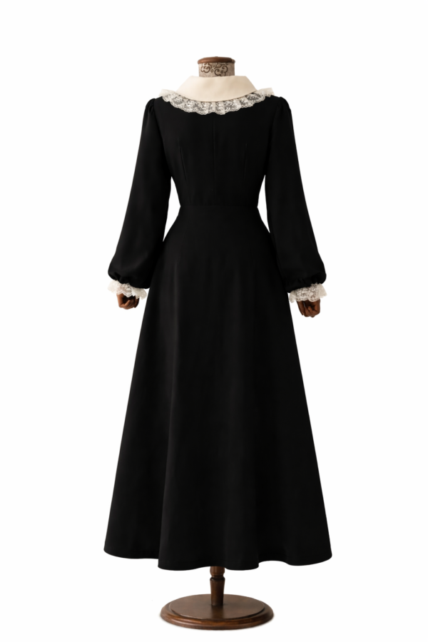 فستان محتشم، فستان تويد، فستان ميدي أسود، فستان أنيق، ملابس رمضان، فستان رسمي، موضة محتشمة فاخرة