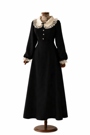 ChatGPT-Image-24-janv.-2026-22_11_18 فستان محتشم، فستان تويد، فستان ميدي أسود، فستان أنيق، ملابس رمضان، فستان رسمي، موضة محتشمة فاخرة