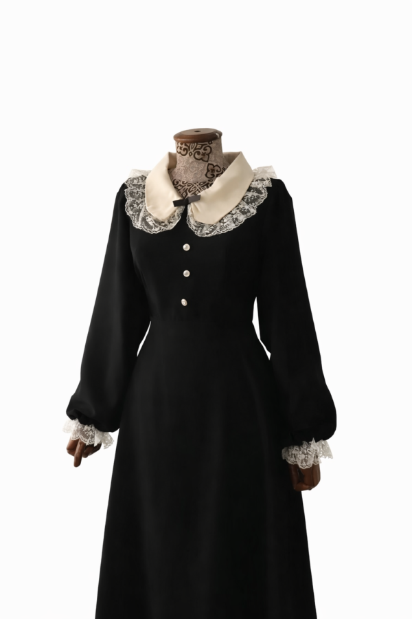 فستان محتشم، فستان تويد، فستان ميدي أسود، فستان أنيق، ملابس رمضان، فستان رسمي، موضة محتشمة فاخرة