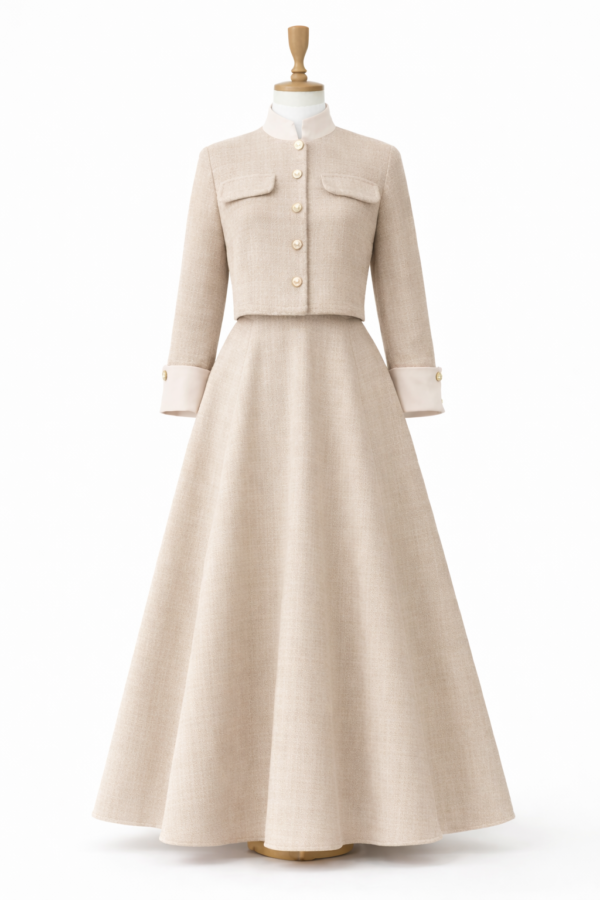 طقم نسائي فاخر قطعتين – إطلالة ملكية أنيقة