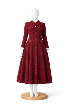 ChatGPT Image Feb 24, 2026, 12_22_06 AM فستان تويد كلاسيك فاخر – تصميم أنيق بأزرار ذهبية